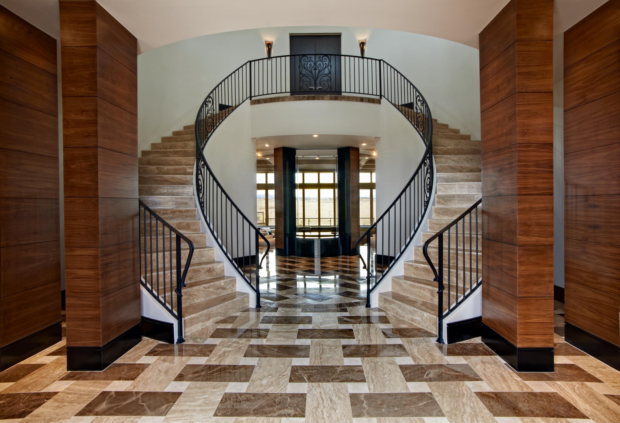 Custom designed marble floor (mixed colors) in Denver, Colorado.